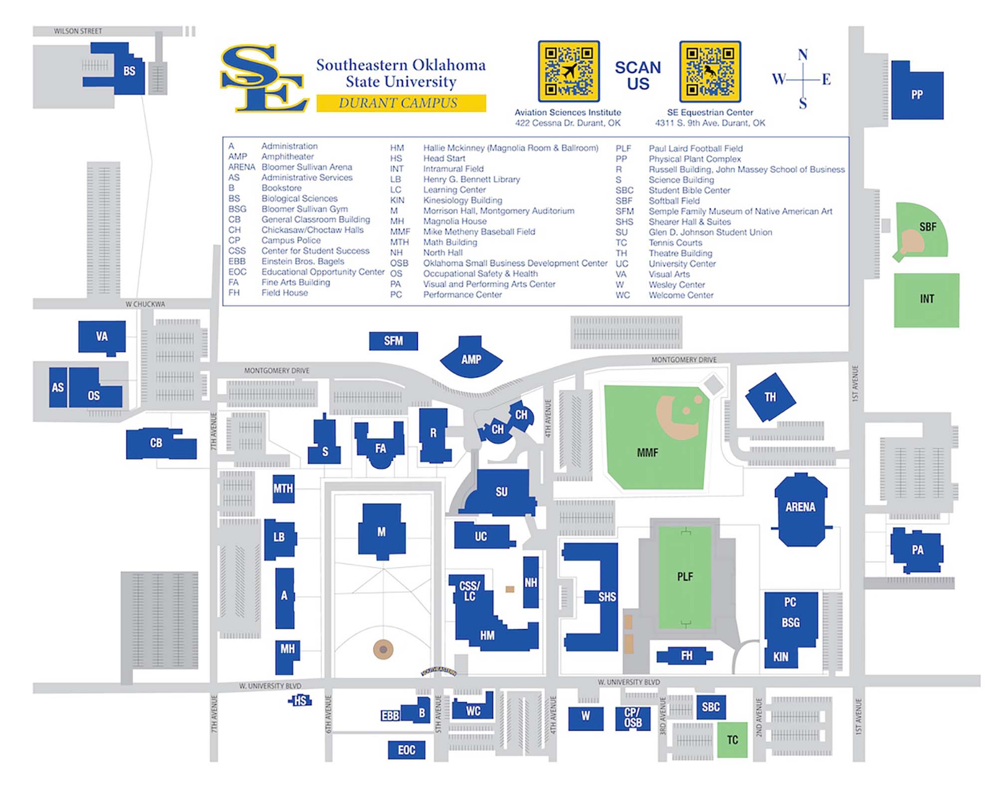 Southeastern Map Of Campus Campus Map | Southeastern Oklahoma State University