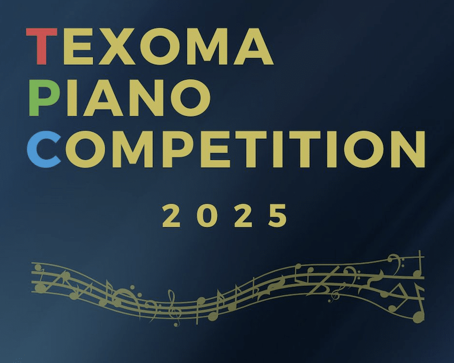 A graphic with the words Texoma Piano Competition