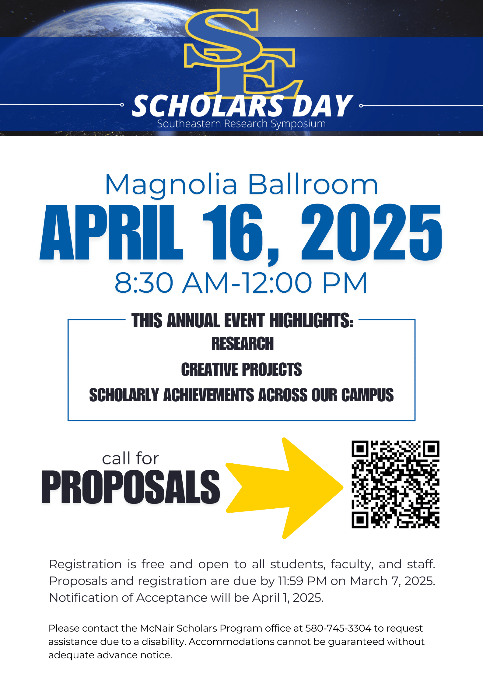 flyer with details for SE Scholars day