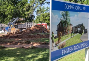 Preliminary construction work starts on Einstein Bros. Bagels near campus Thumbnail